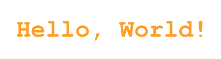 the text of 'Hello, World!' in an orange color.
